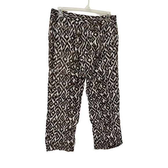 INC International Concepts Womens Linen Ankle Pant Size 12 Brown Vacay Resort - Picture 2 of 8